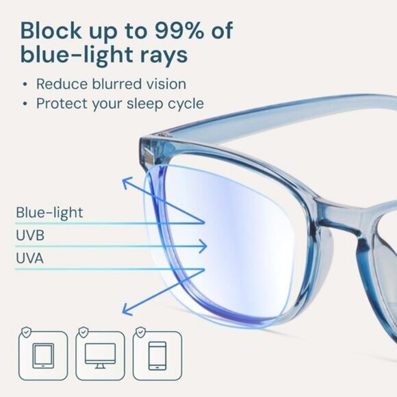 ⚡Men Black & Transparent Blue Blue Light Blocking Anti UV Ray Computer Glasses - Picture 3 of 7